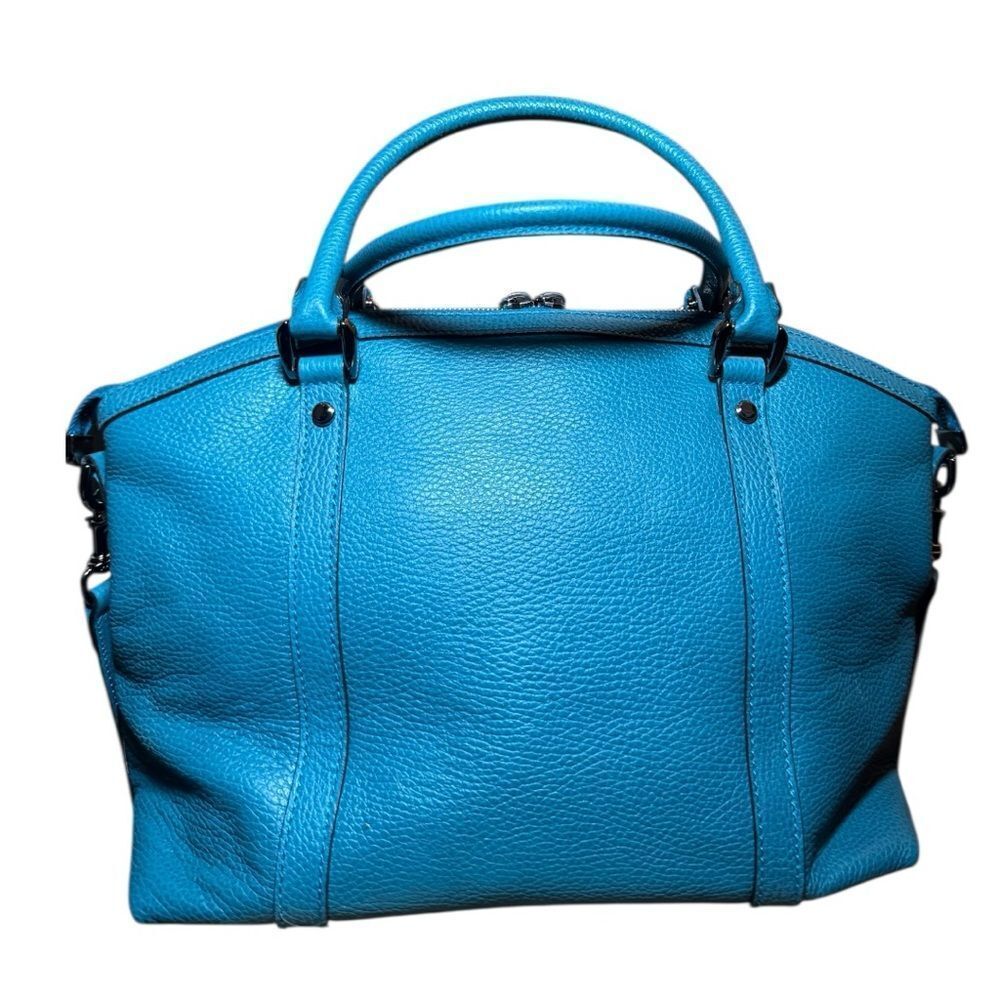 Gucci Turquoise Blue Leather 2way Convertible Interlocking GG Dome Bowler Bag Ex - Picture 2 of 16